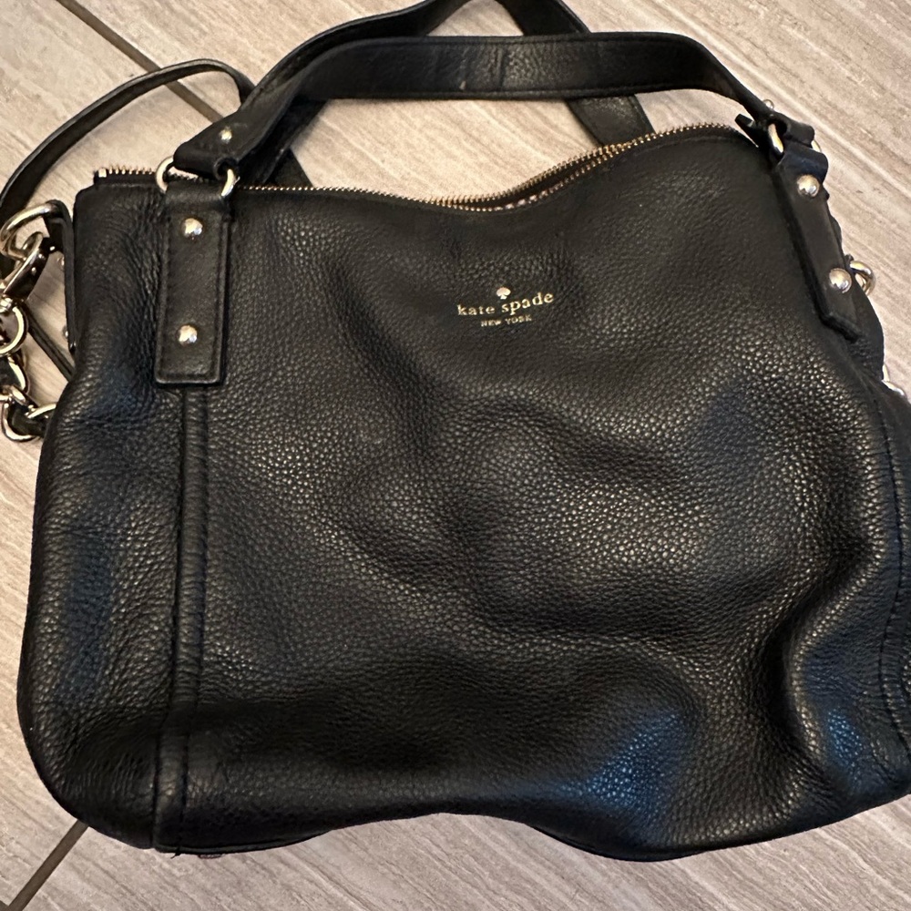 Kate Spade Black Shoulder Bag with Pebbled Leather